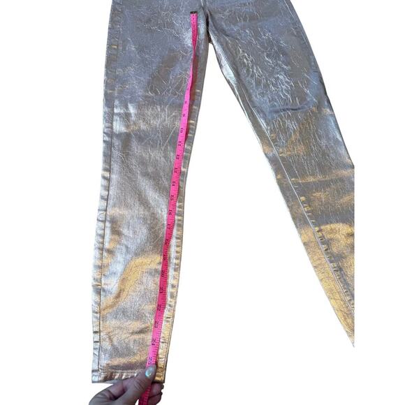 L’AGENCE Margot High Rise Skinny METALLIC PETAL ROSE GOLD SZ 24 NWT $245 retail - Picture 4 of 11